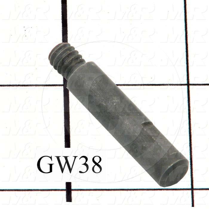 Fabricated Parts, Latch Knob Shaft, 1.56 in. Length, 0.313 in. Diameter, 1/4"-20 Thread Size, Black Oxide Finish