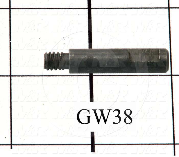 Fabricated Parts, Latch Knob Shaft, 1.56 in. Length, 0.313 in. Diameter, 1/4"-20 Thread Size, Black Oxide Finish