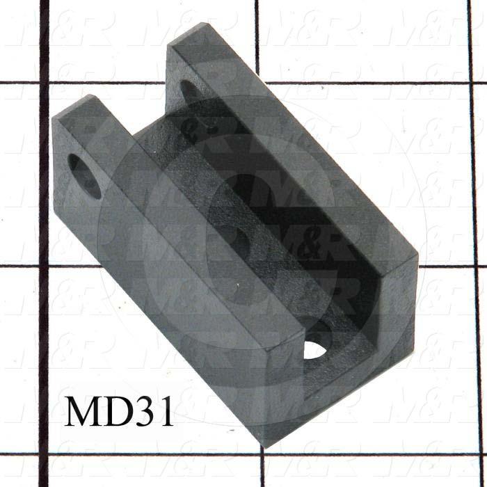 Fabricated Parts, Lift Arm Lower Pivot Bracket, 1.63 in. Length, 0.875 in. Width, 0.875 in. Height, Black Finish