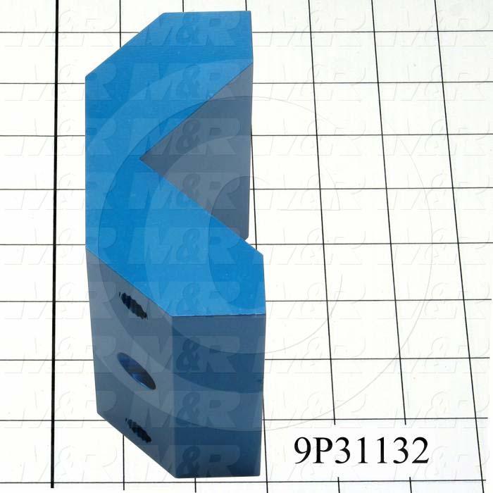 Fabricated Parts, Lower Block 4.25"Lg P, 5.00 in. Length, 4.25 in. Width, 2.30 in. Height, Anodized blue Finish