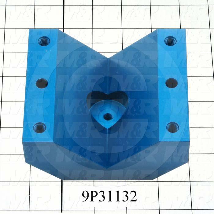 Fabricated Parts, Lower Block 4.25"Lg P, 5.00 in. Length, 4.25 in. Width, 2.30 in. Height, Anodized blue Finish