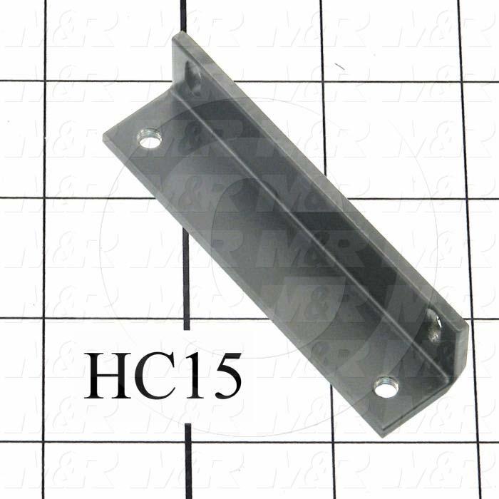 Fabricated Parts, Magnet Holder Bracket, 3.13 in. Length, 0.75 in. Width, 0.75 in. Height, 0.13 in. Thickness, Black Powder Coat Finish