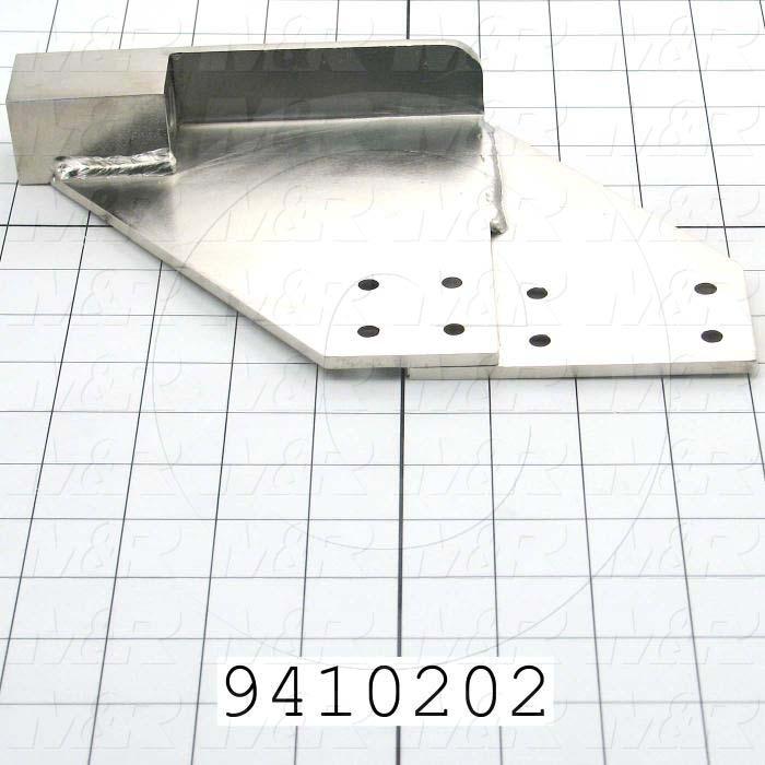 Fabricated Parts, Master Frame Rear Corner Connector Left, 9.00 in. Length, 5.63 in. Width, 1.43 in. Height, Nickel Plated Finish