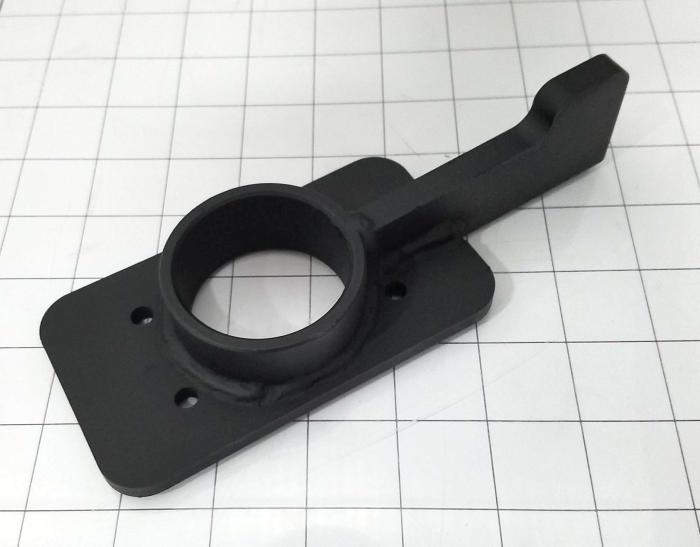 Fabricated Parts, Offcontact Regalator Down Plate, 7.31 in. Length, 2.75 in. Width, 1.63 in. Height, Black Powder Coat Finish