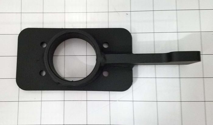 Fabricated Parts, Offcontact Regalator Down Plate, 7.31 in. Length, 2.75 in. Width, 1.63 in. Height, Black Powder Coat Finish