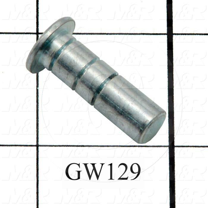 Fabricated Parts, Pivot Pin, 1.07 in. Length, 0.313 in. Diameter, Zinc Finish