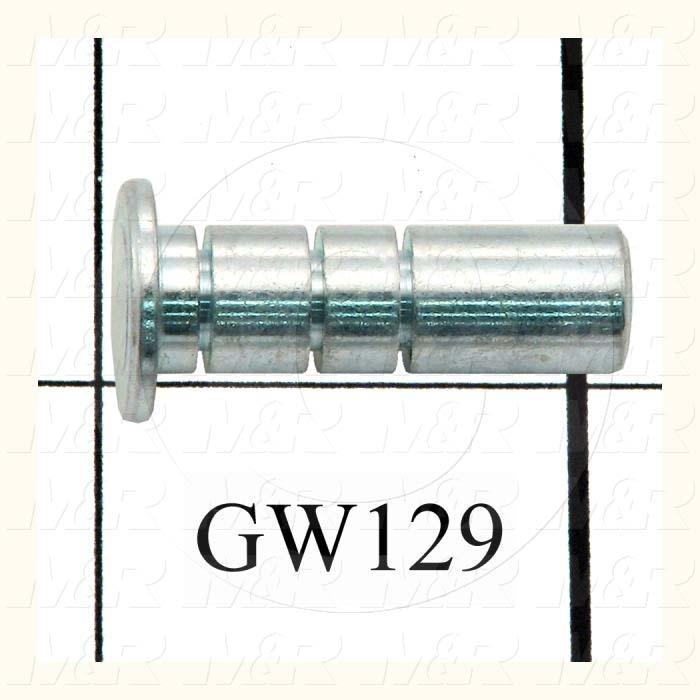 Fabricated Parts, Pivot Pin, 1.07 in. Length, 0.313 in. Diameter, Zinc Finish