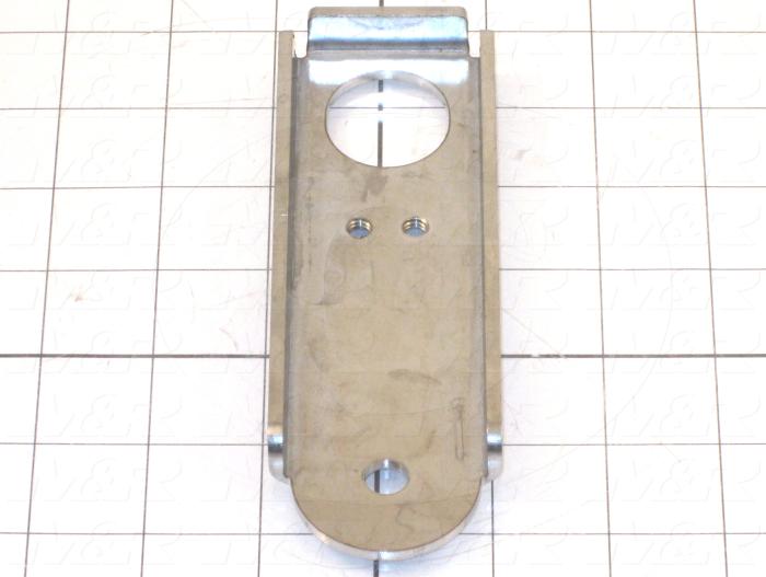 Fabricated Parts, Pivot Roller Brkt, 6.09 in. Length, 2.04 in. Width, 0.56 in. Height, 10 GA Thickness