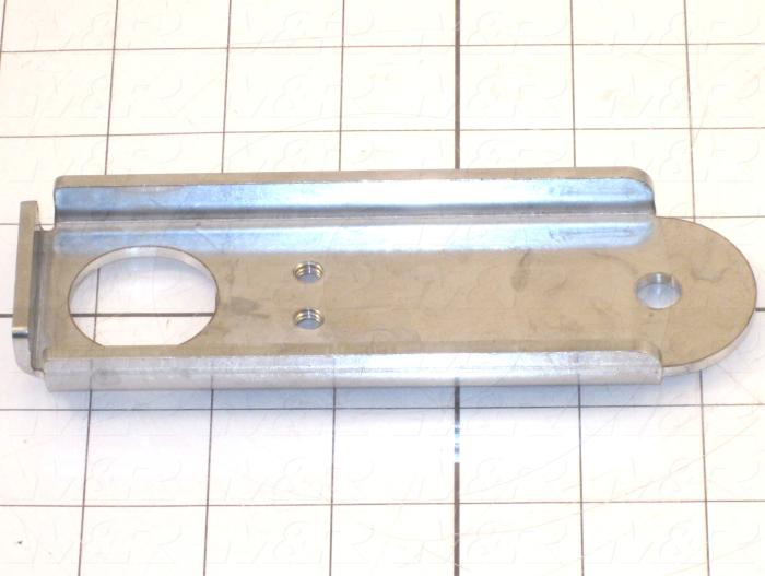 Fabricated Parts, Pivot Roller Brkt, 6.09 in. Length, 2.04 in. Width, 0.56 in. Height, 10 GA Thickness