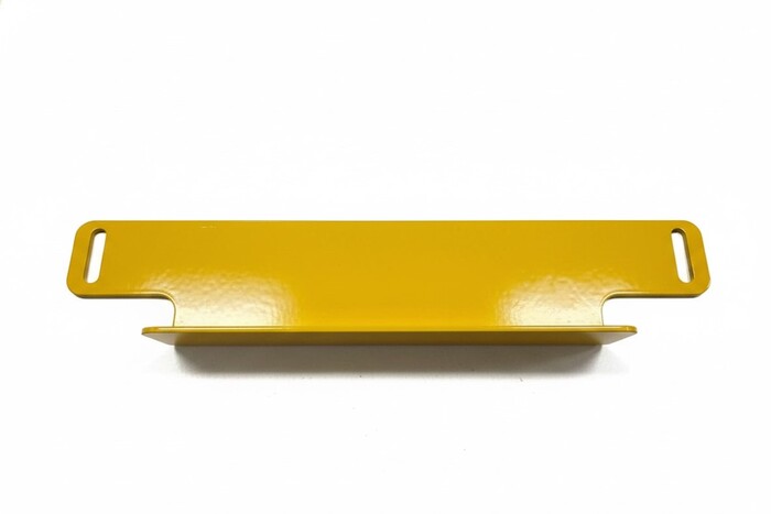 Fabricated Parts, Print Head Transport Bracket, 7.25 in. Length, 1.50 in. Width, 1.00 in. Height, Painted Safety Yellow Finish