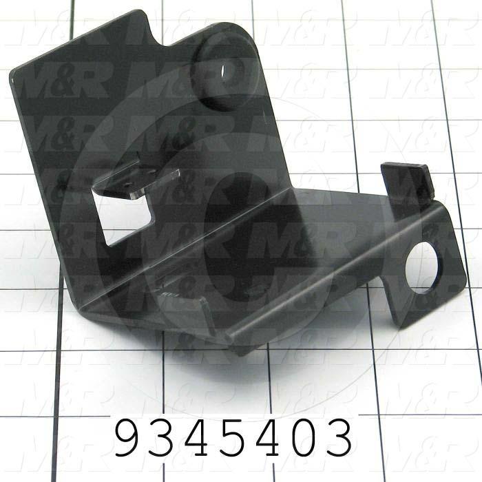 Fabricated Parts, Prox Mtg. Bracket -Front, 3.34 in. Length, 3.15 in. Width, 2.24 in. Height, 14 GA Thickness, Semi-Gloss Black Finish