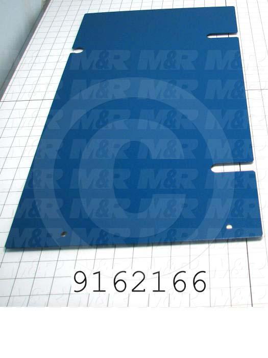 Fabricated Parts, Right Base Cover 26.150"L Sp, 26.06 in. Length, 13.87 in. Width, 0.04 in. Height, 18 GA Thickness, Painted Blue Finish