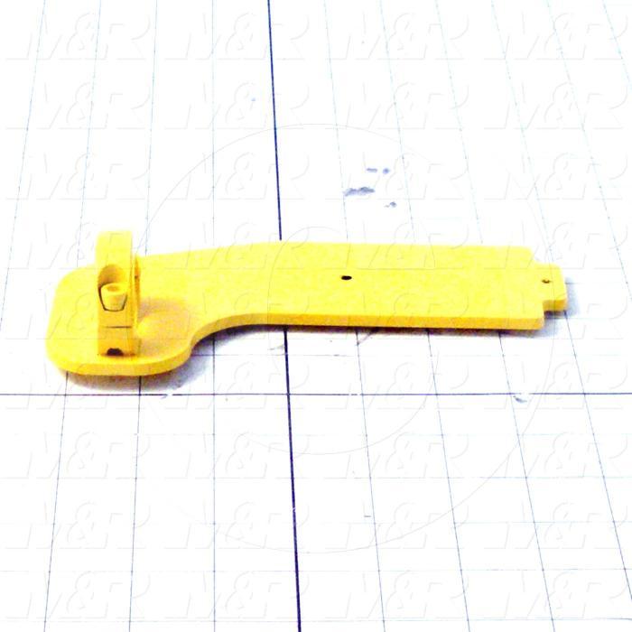 Fabricated Parts, Right Mirror Plate Weldment, 7.25 in. Length, 4.00 in. Width, 1.88 in. Height, Painted Safety Yellow Finish