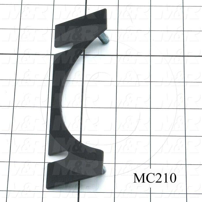 Fabricated Parts, Roller Mounting Plate, 6.00 in. Length, 1.75 in. Width, 0.09 in. Thickness, Black Finish
