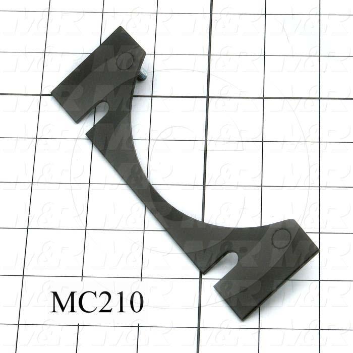 Fabricated Parts, Roller Mounting Plate, 6.00 in. Length, 1.75 in. Width, 0.09 in. Thickness, Black Finish
