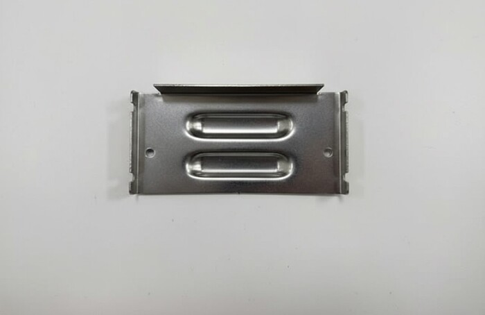 Fabricated Parts, Side Cover, 4.64 in. Length, 2.25 in. Width, 0.68 in. Height, 18 GA Thickness, As Material Finish