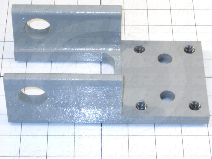 Fabricated Parts, Wheel Mtg Brkt 7.5"Lg., 7.50 in. Length, 4.00 in. Width, 2.50 in. Height, Painted Gray Finish