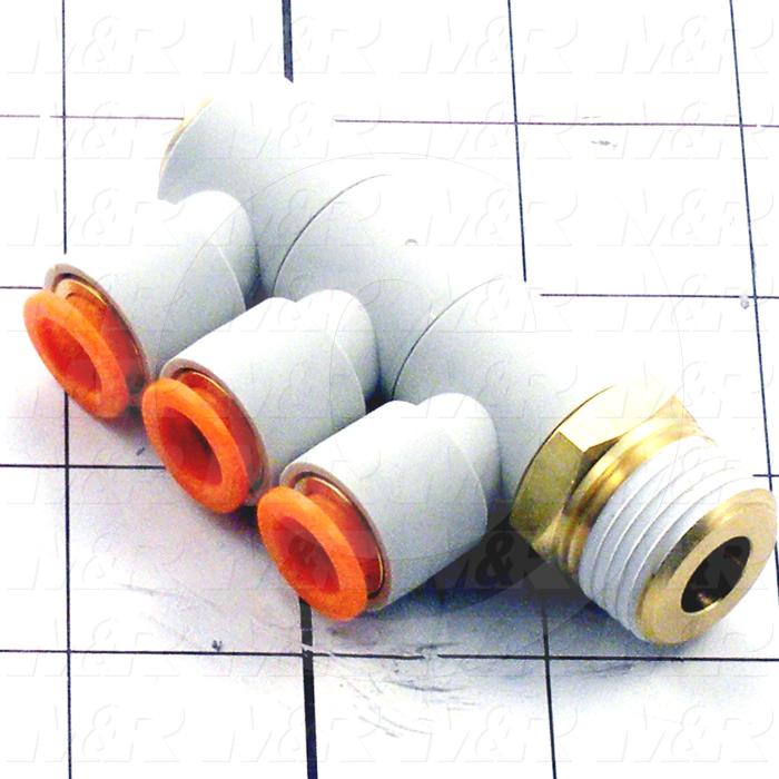 Fitting, 1/2 NPT Port Size, Single Mounting Type, With Seal, 3/8" Tube OD, Triple Universal Male Elbow