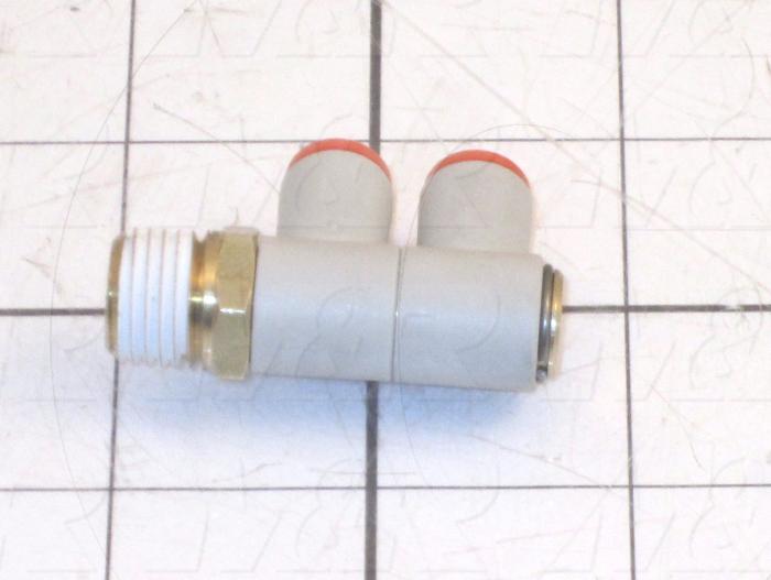 Fitting, 1/4 NPT Port Size, Single Mounting Type, 1/4" OD Tube OD, Double Universal Male Elbow, 1 Gal.