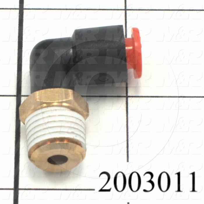 Fitting, 1/4 NPT Port Size, Single Mounting Type, 1/4" Tube OD, Elbow