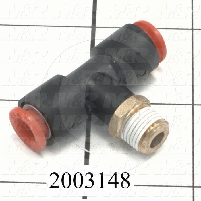 Fitting, 1/8 NPT Port Size, Single Mounting Type, 1/4" Tube OD, Tee, 1 Gal.