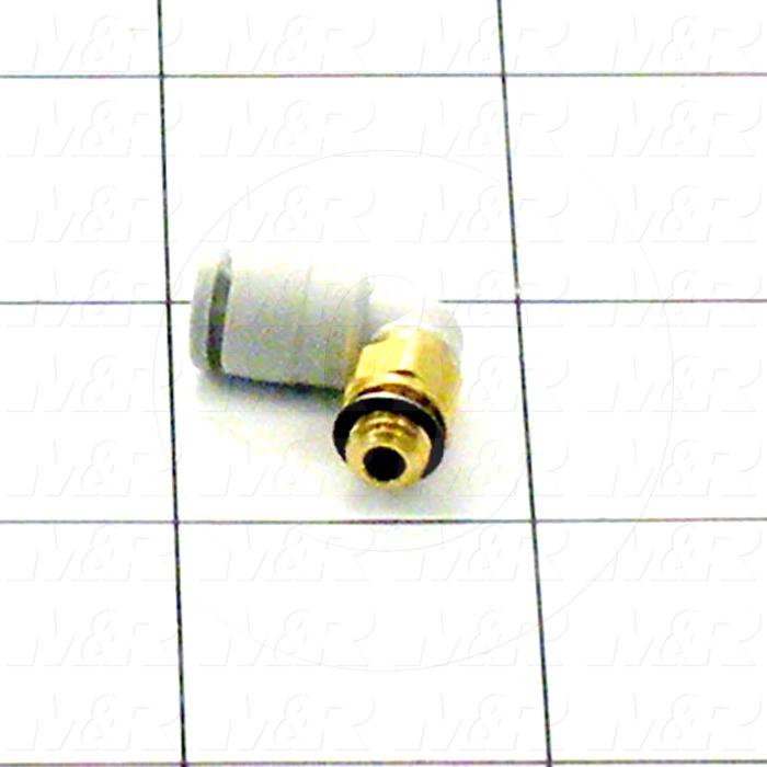 Fitting, M6x1.0 Port Size, Single Mounting Type, 4mm Tube OD, Elbow, 1 Gal.