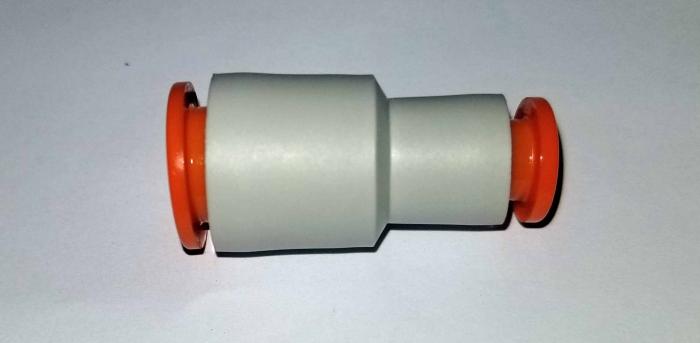 Fitting, Single Mounting Type, Different Diameter Straight One Touch Fitting, Female, 1/4"OD Fitting In, 3/8" OD Fitting Out