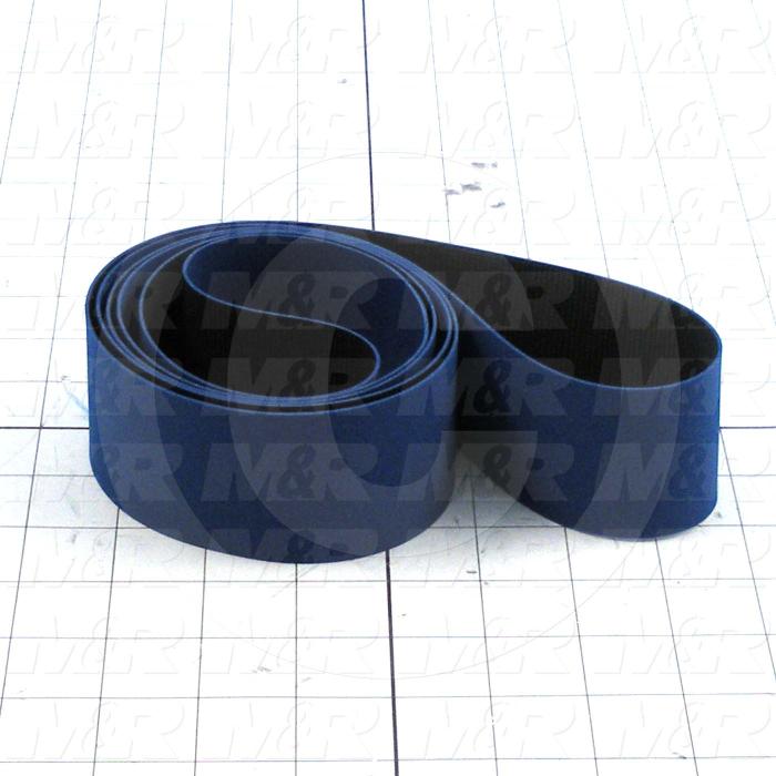 Flat Conveyor Belt, Fine/Tex., Polyurethane, Polyurethane, Blue, Black, 0.05" Thickness, 2" Width, 71.84" Length