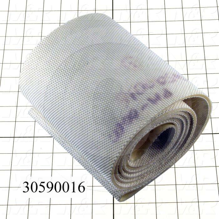 Flat Conveyor Belt, PVC, Nylon Fabric, White, White, 0.11" Thickness, 7" Width, 148.75" Length