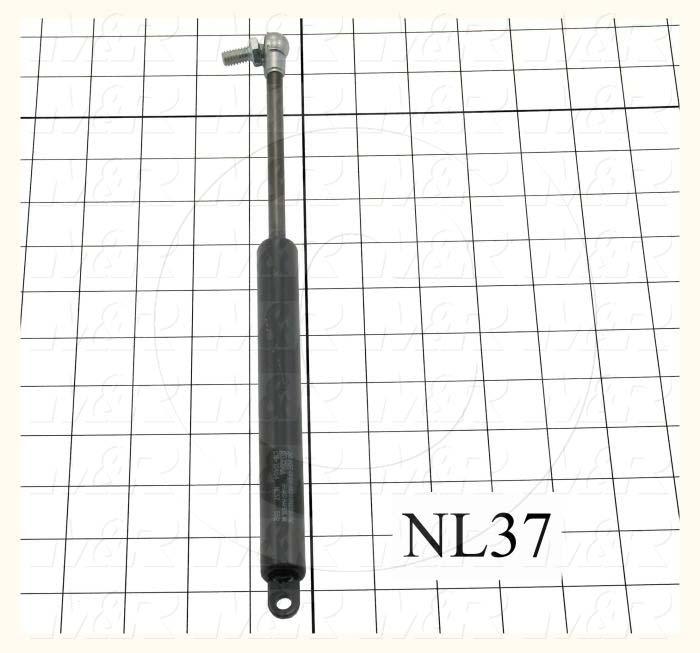 Gas Spring, 300 MM Extended Length, 200 MM Compressed Length, Ball/Thru Hole, 13 mm Ball Connector Diameter, 0.24" Thru Hole Diameter, 115 lbf