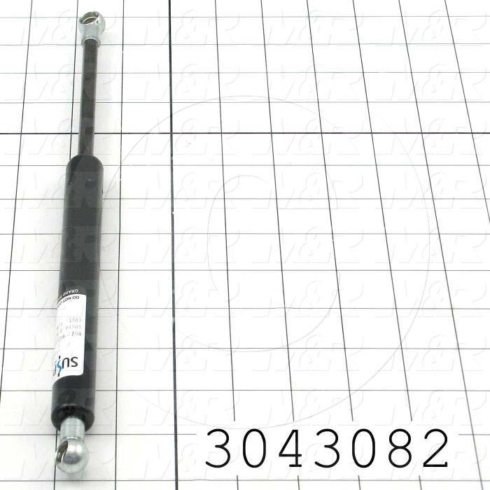 Gas Spring, 305 mm Extended Length, Ball Connector, 13 mm Ball Connector Diameter, 600 +/- 33n