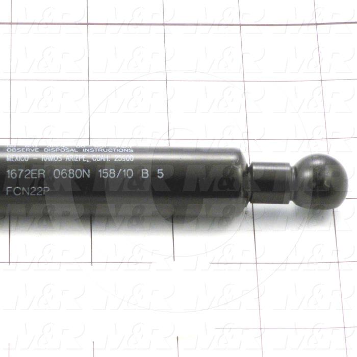 Gas Spring, 512 MM Extended Length, 312 MM Compressed Length, Ball Connector, 13 mm Ball Connector Diameter, 680 N