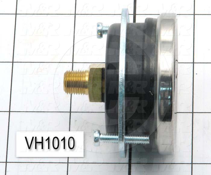 Gauge, 2.00 in. Outside Diameter, Panel Mounting, 0-30"HG Max. Pressure, 1/8" NPT Thread Size, Vacuum