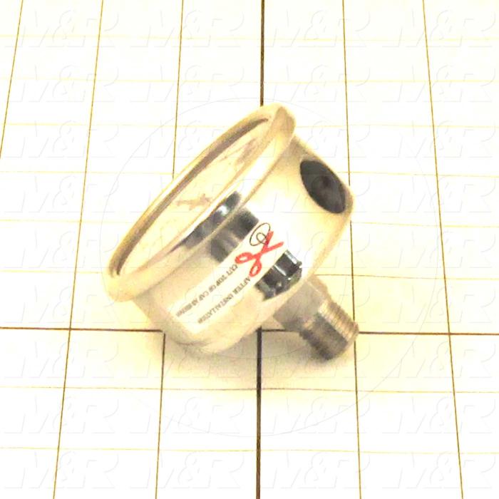 Gauge, 2 1/2" Outside Diameter, Back Side Thread Mounting, 5000 Psi Max. Pressure, 1/4" NPT Thread Size, Liquid Filled