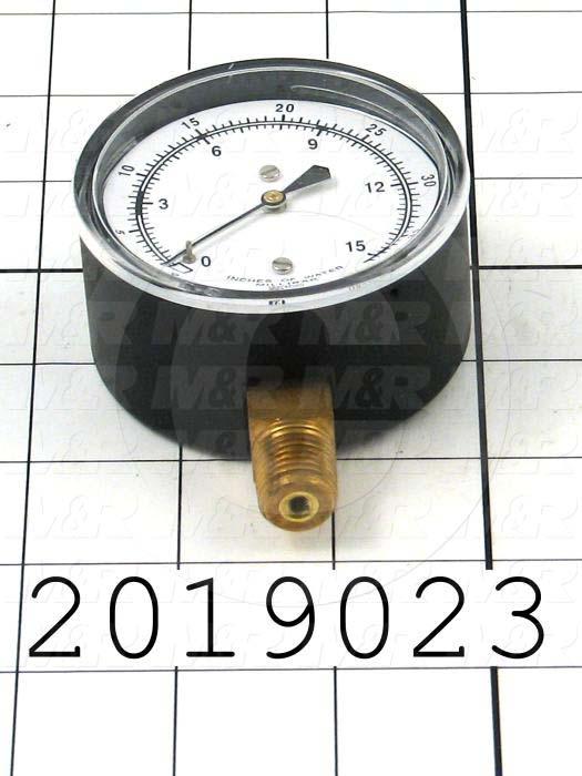 Gauge, 2.50 in. Outside Diameter, 15 Psi Max. Pressure