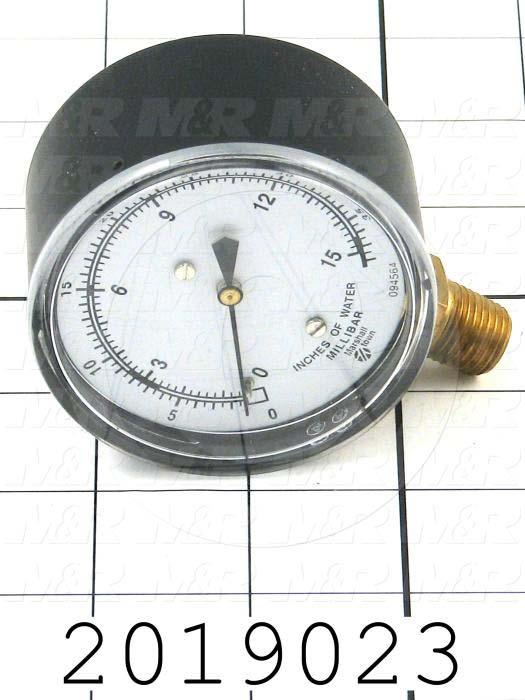 Gauge, 2.50 in. Outside Diameter, 15 Psi Max. Pressure