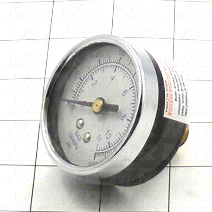 Gauge, 2.50 in. Outside Diameter, 160 Psi Max. Pressure, 1/4" NPT Thread Size