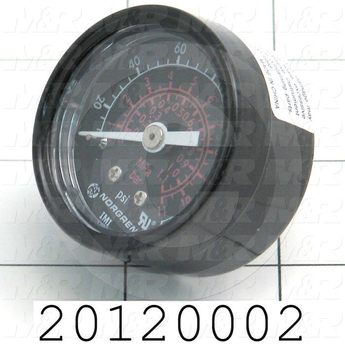 Gauge, 5.00" Outside Diameter, 1.0 MPa Max. Pressure, 1/8" PTF Thread Size
