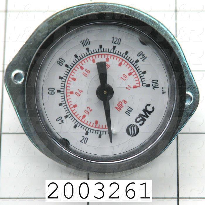 Gauge, 5.00" Outside Diameter, Panel Mounting, 6-32 Thread Size