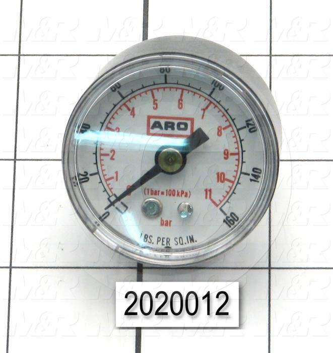 Gauge, Back Side Thread Mounting, 160 Psi Max. Pressure