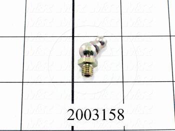 Grease Fittings, Angle 45 deg Style, Zinc Plated Steel Material, M8x1 Thread Size