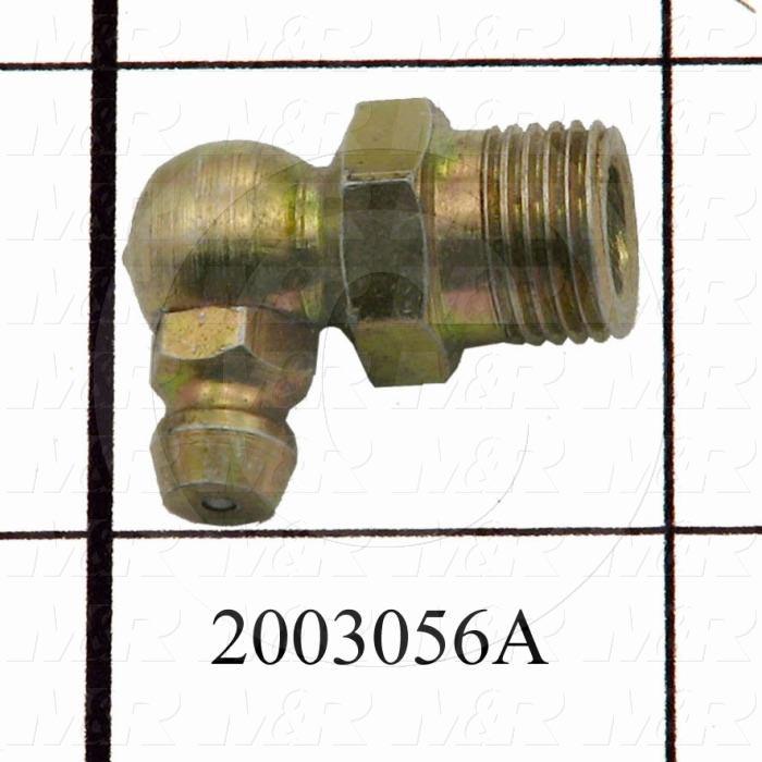 Grease Fittings, Angle 90 deg Style, Brass Material, 1/8" NPT Thread Size