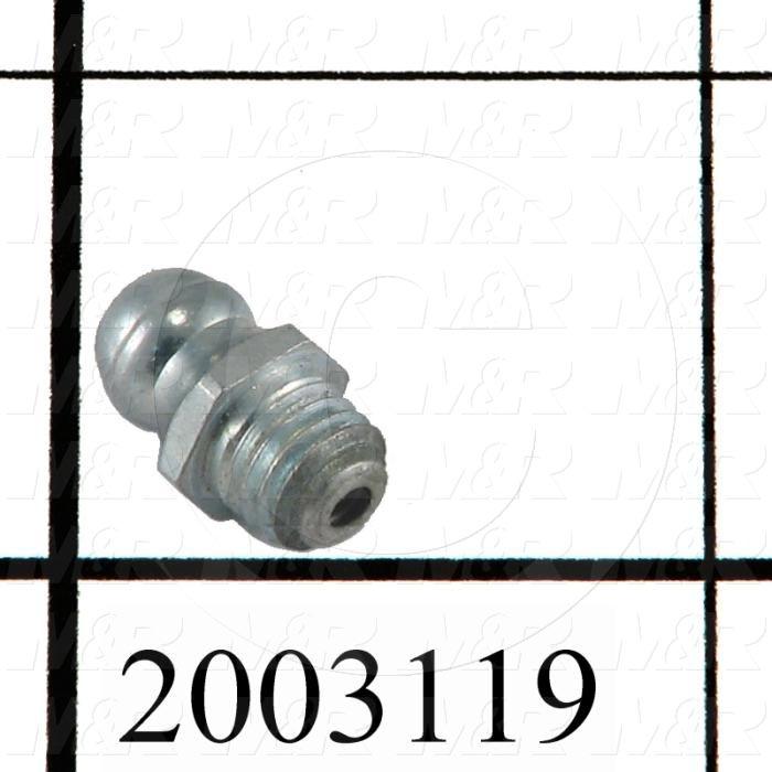 Grease Fittings, Straight Style, Zinc Plated Steel Material, 1/4-28 Thread Size