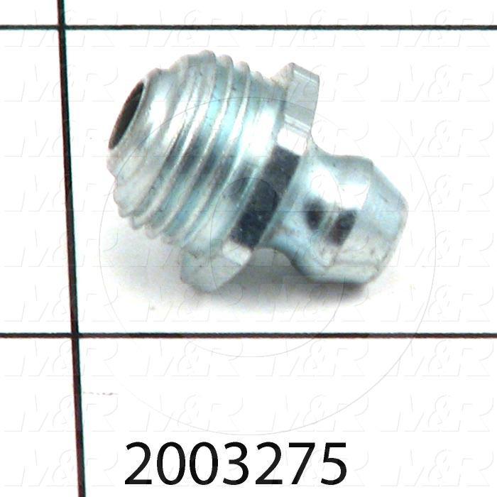 Grease Fittings, Straight Style, Zinc Plated Steel Material, 1/8" NPT Thread Size