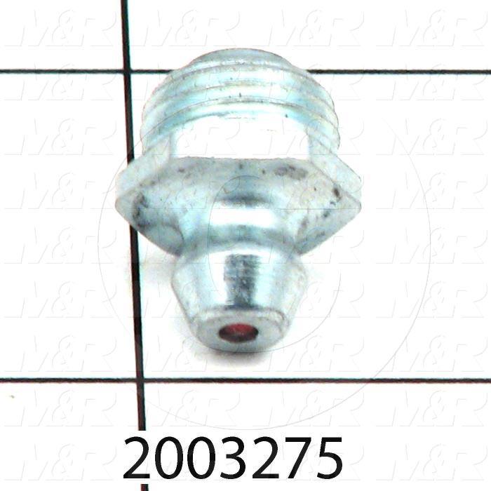 Grease Fittings, Straight Style, Zinc Plated Steel Material, 1/8" NPT Thread Size