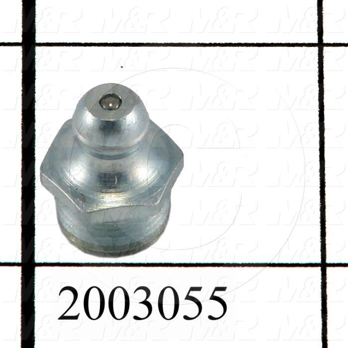 Grease Fittings, Straight Style, Zinc Plated Steel Material, 1/8" NPT Thread Size
