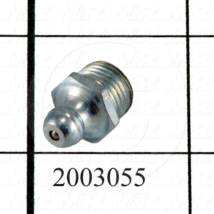Grease Fittings, Straight Style, Zinc Plated Steel Material, 1/8" NPT Thread Size
