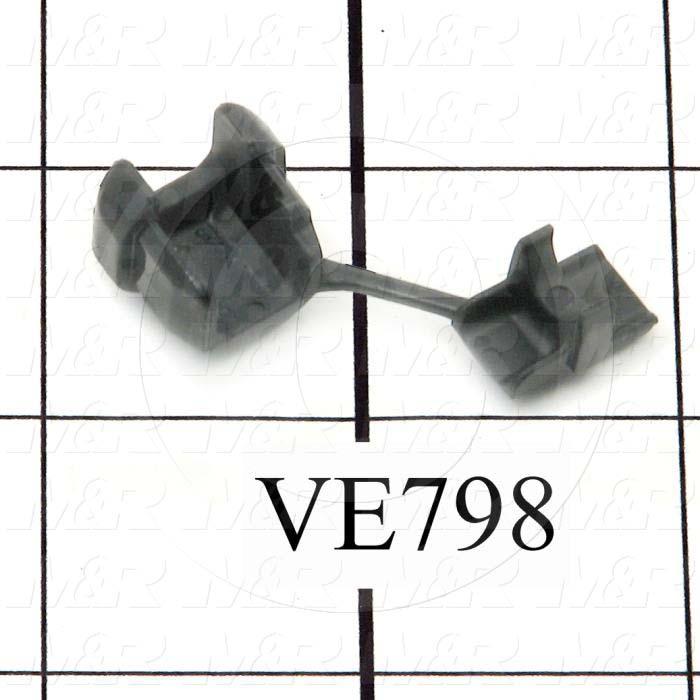 Grommets, Plugs, Bushings, 0.30" Inside Diameter, 0.625" Groove Diameter, 0.125" Panel Thickness, 0.57" Overall Length, Black, Nylon 6/6