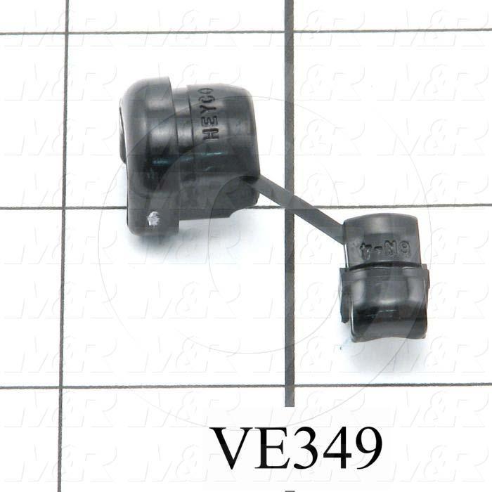 Grommets, Plugs, Bushings, 0.30" Inside Diameter, 0.625" Groove Diameter, 0.125" Panel Thickness, 0.57" Overall Length, Black, Nylon 6/6