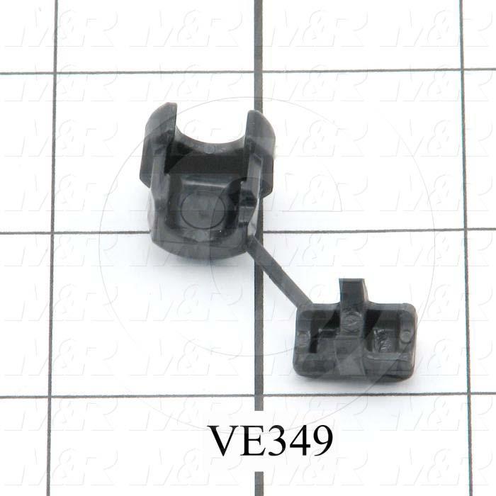 Grommets, Plugs, Bushings, 0.30" Inside Diameter, 0.625" Groove Diameter, 0.125" Panel Thickness, 0.57" Overall Length, Black, Nylon 6/6